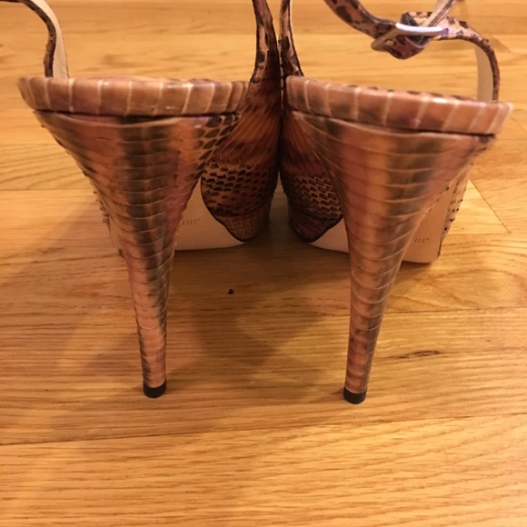 Jimmy Choo Snakeskin Sling Back Open Toe Heels - Picture 6 of 8